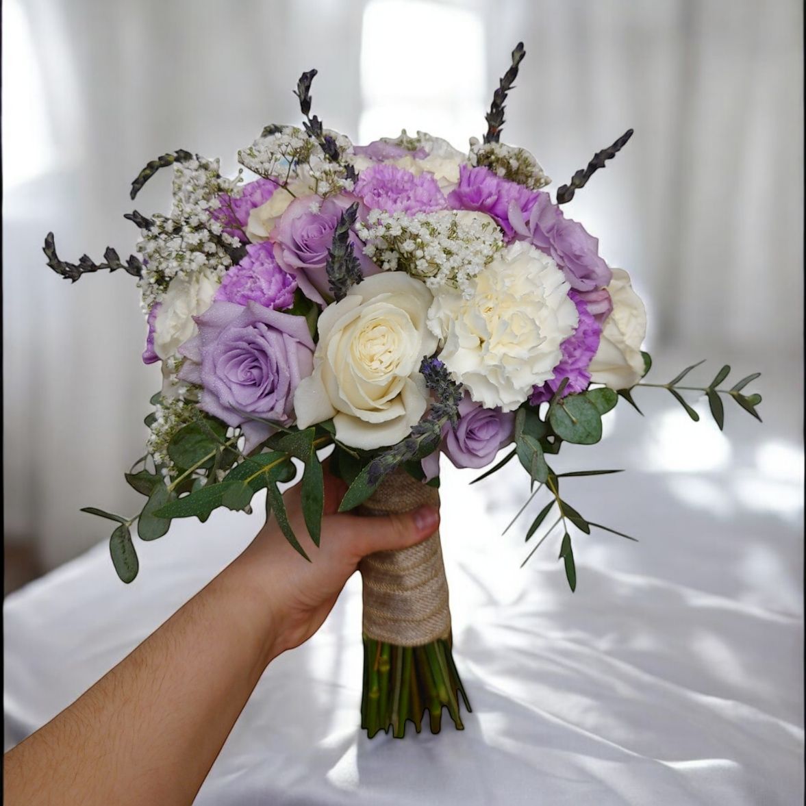 Fresh Lavender Wedding Bouquet, Size: Premium Bridal Bouquet
