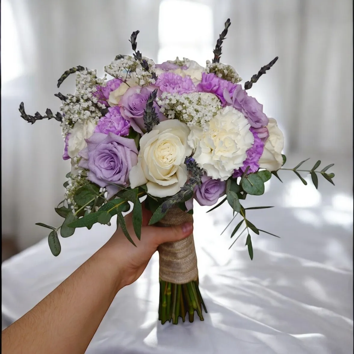 Fresh Lavender Wedding Bouquet, Size: Premium Bridal Bouquet