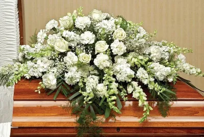 White Flowers Casket Saddle