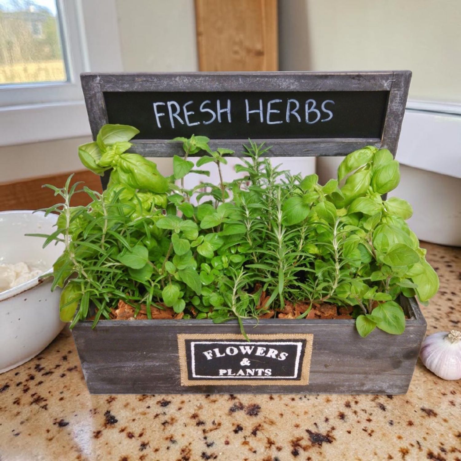 Fresh Cooking Herbs Wood box