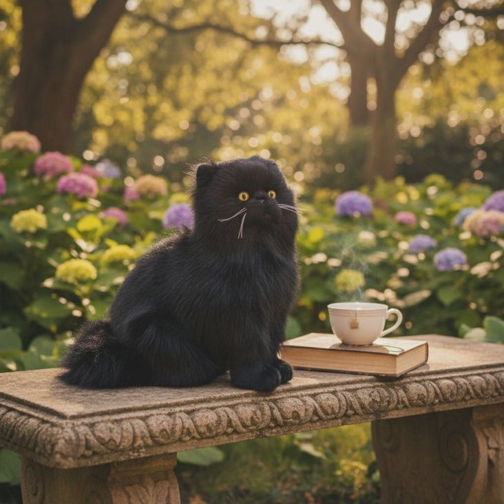 Crystal  the Persian Black Cat Stuffed Animal