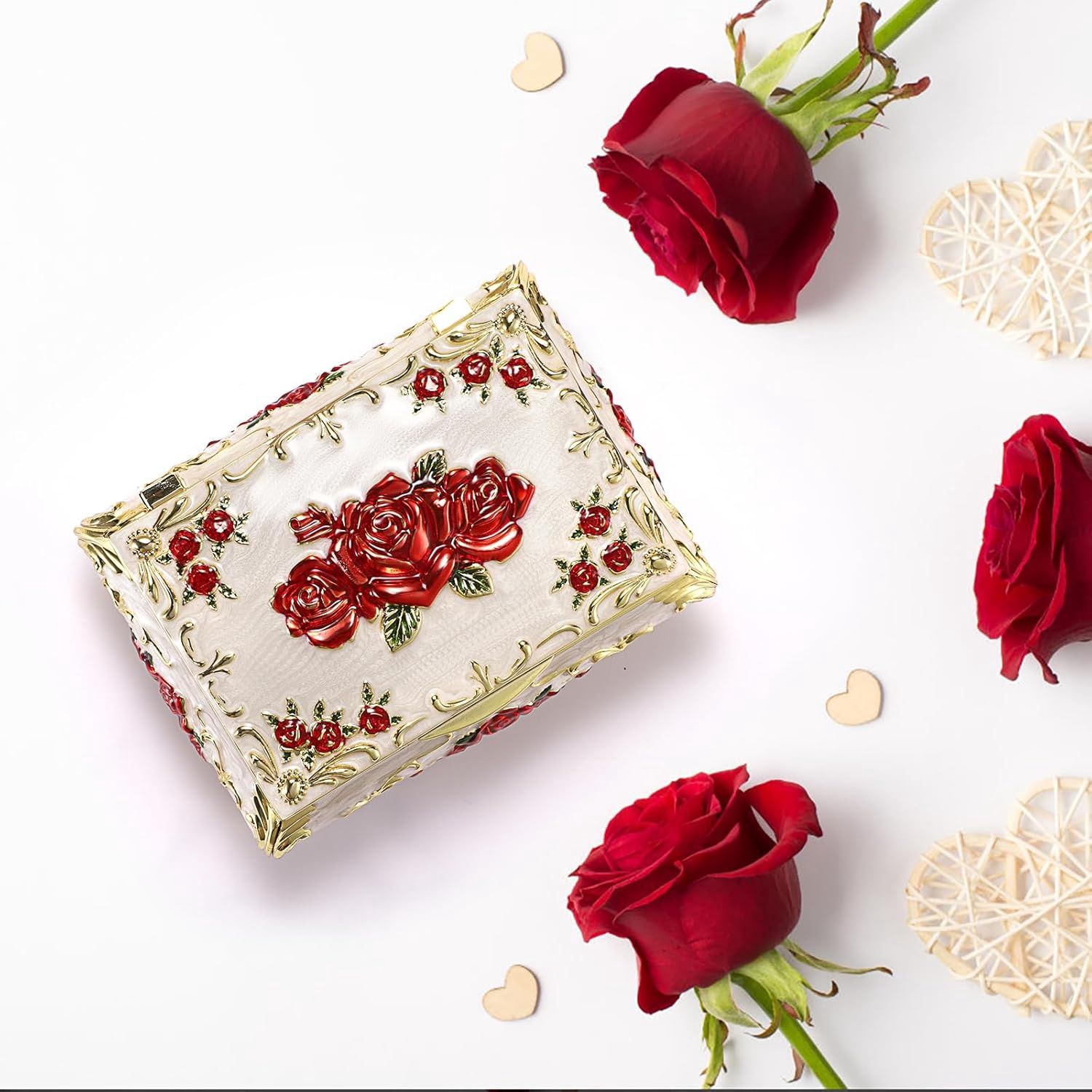 Vintage Roses Jewelry Music Box