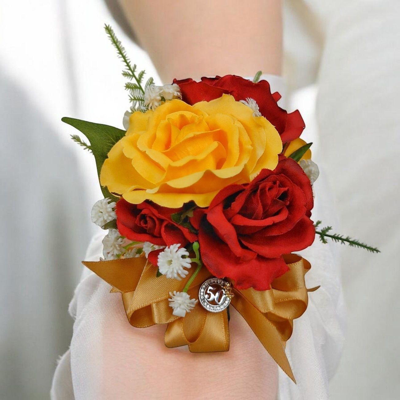 Silk Corsage and Boutonniere with optional  Charm