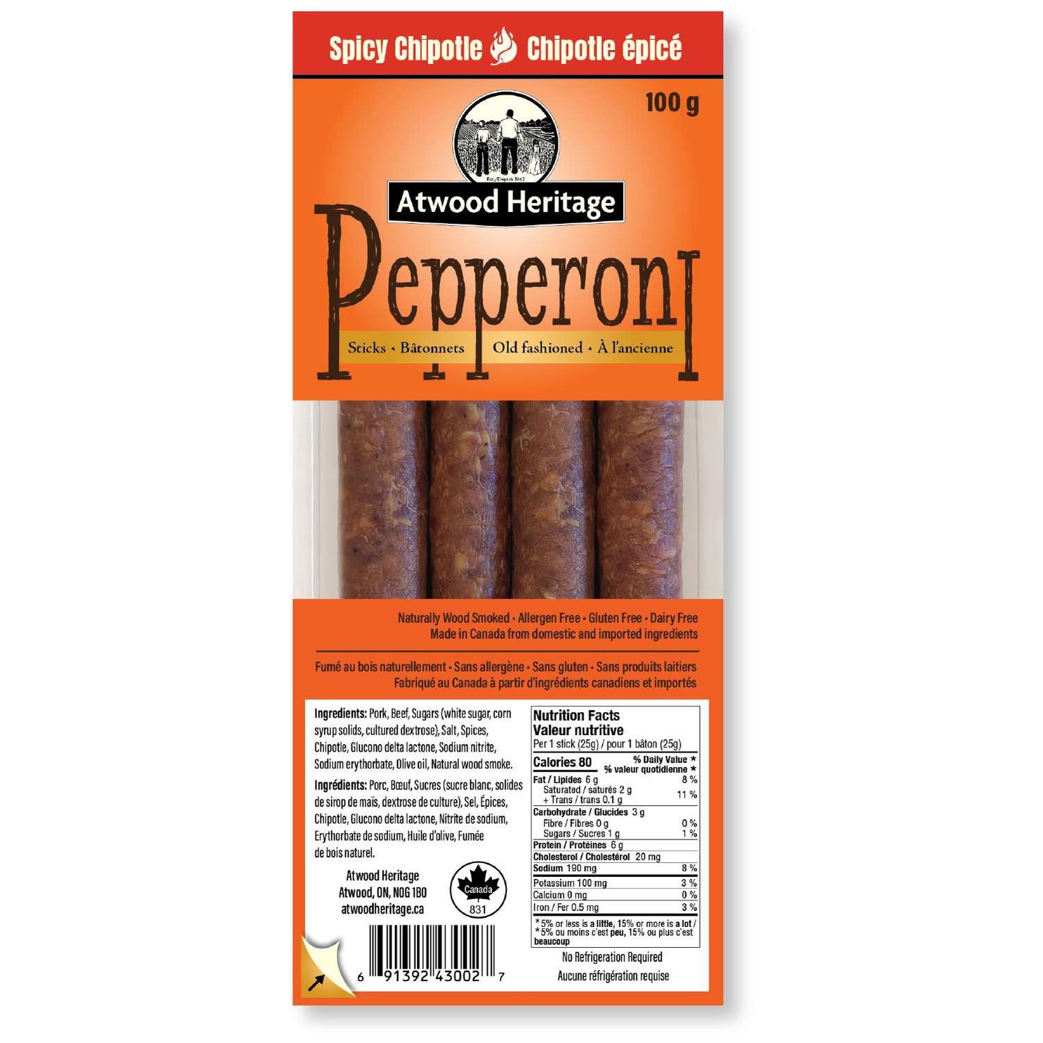 Spicy Chipotle Pepperoni Snack Sticks 4 Pack