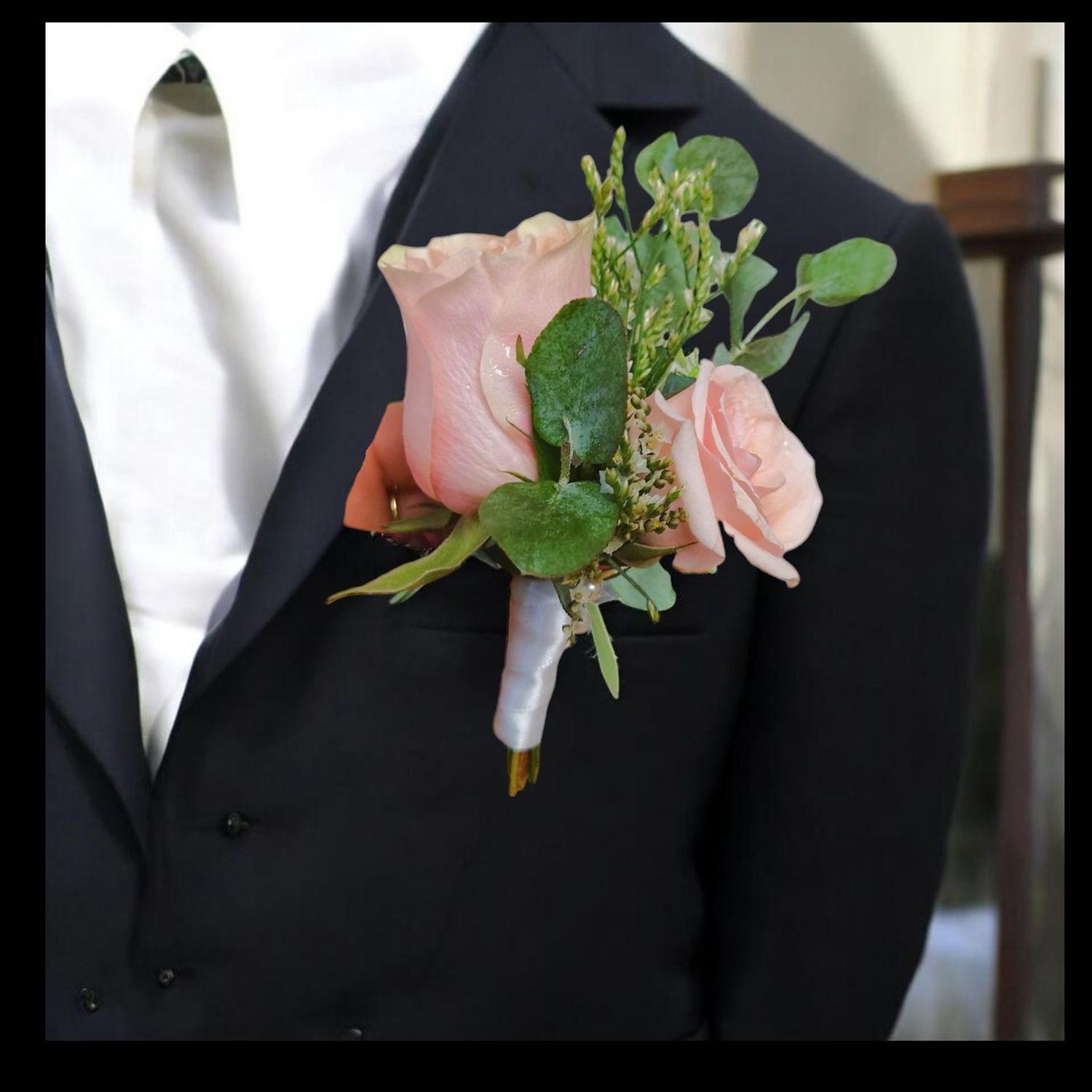 Soft Pink Eucalyptus Boutonniere