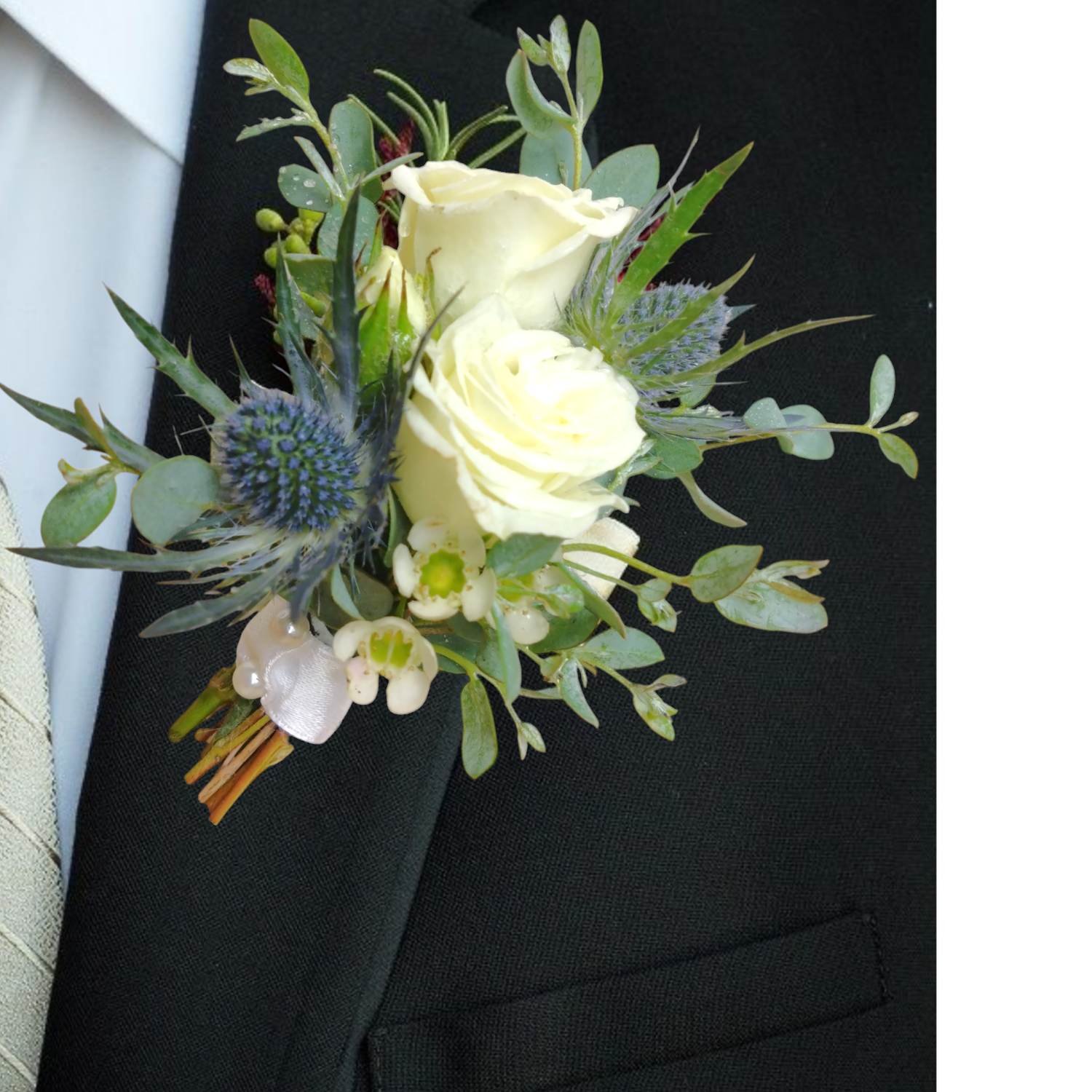 Blue Thistle Boutonniere