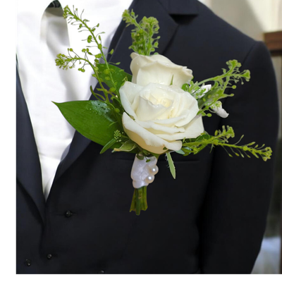 White Confetti Boutonniere