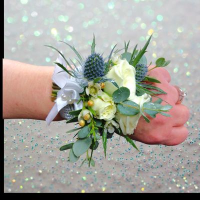 Blue Thistle Corsage
