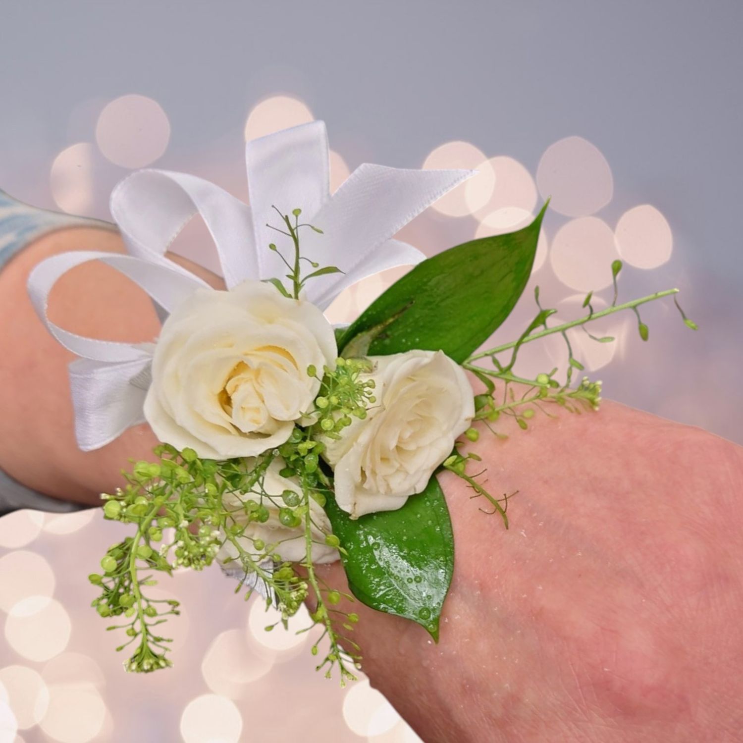 White Confetti Corsage