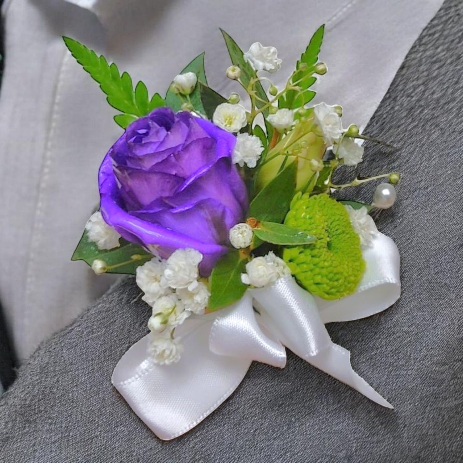 Purple Eustoma Boutonniere