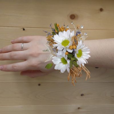 Dried Flowers and Lavender with fresh Daisies Corsage