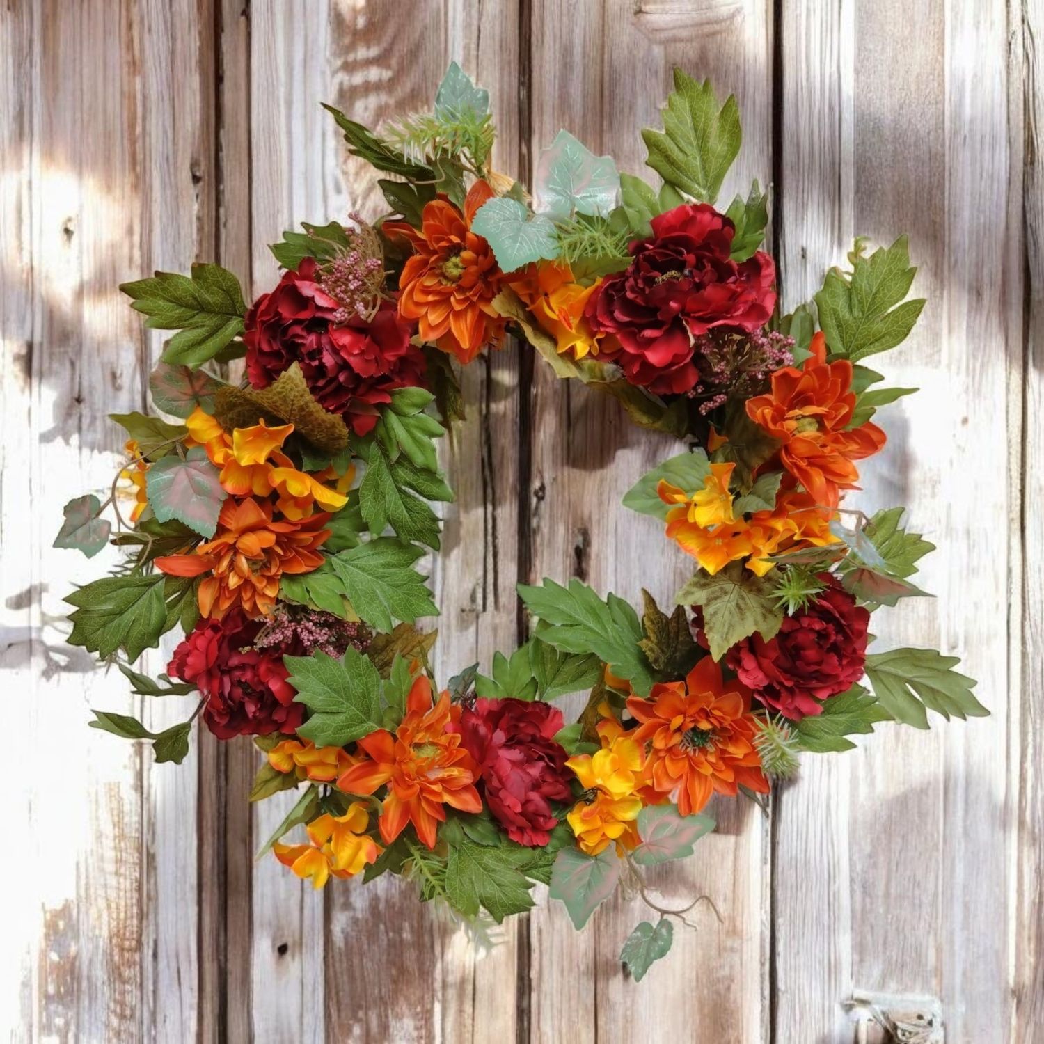 Peonies and Hydrangeas Fall Wreath
