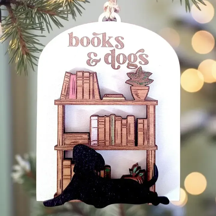 Books and Dog Ornament
