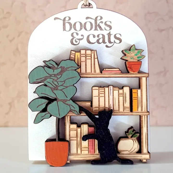 Books and Cat Ornament