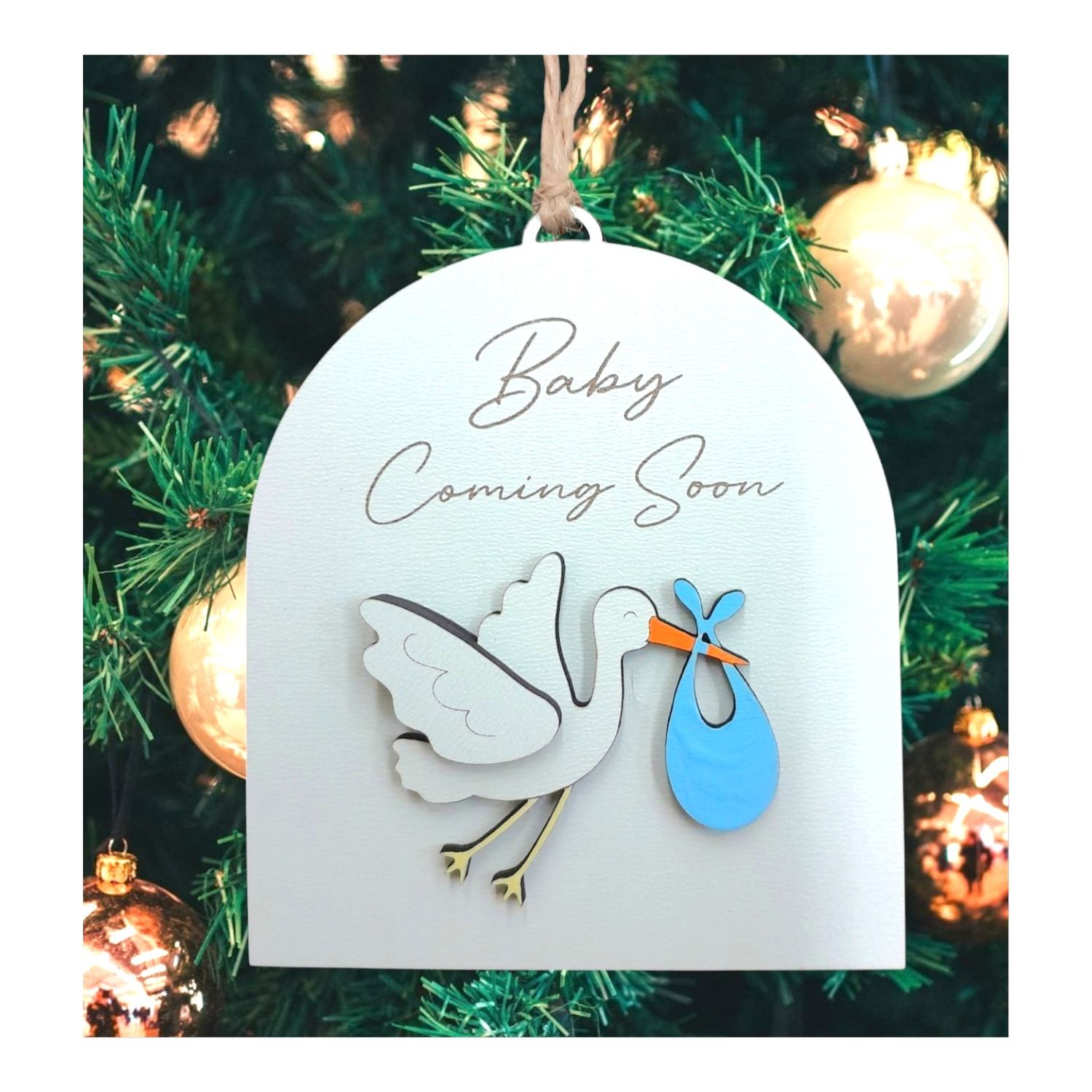Stork Baby Coming Soon Ornament