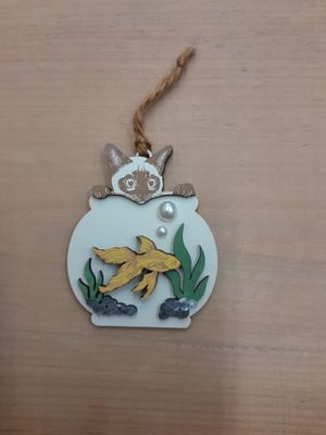 Cat and Fishbowl Ornament