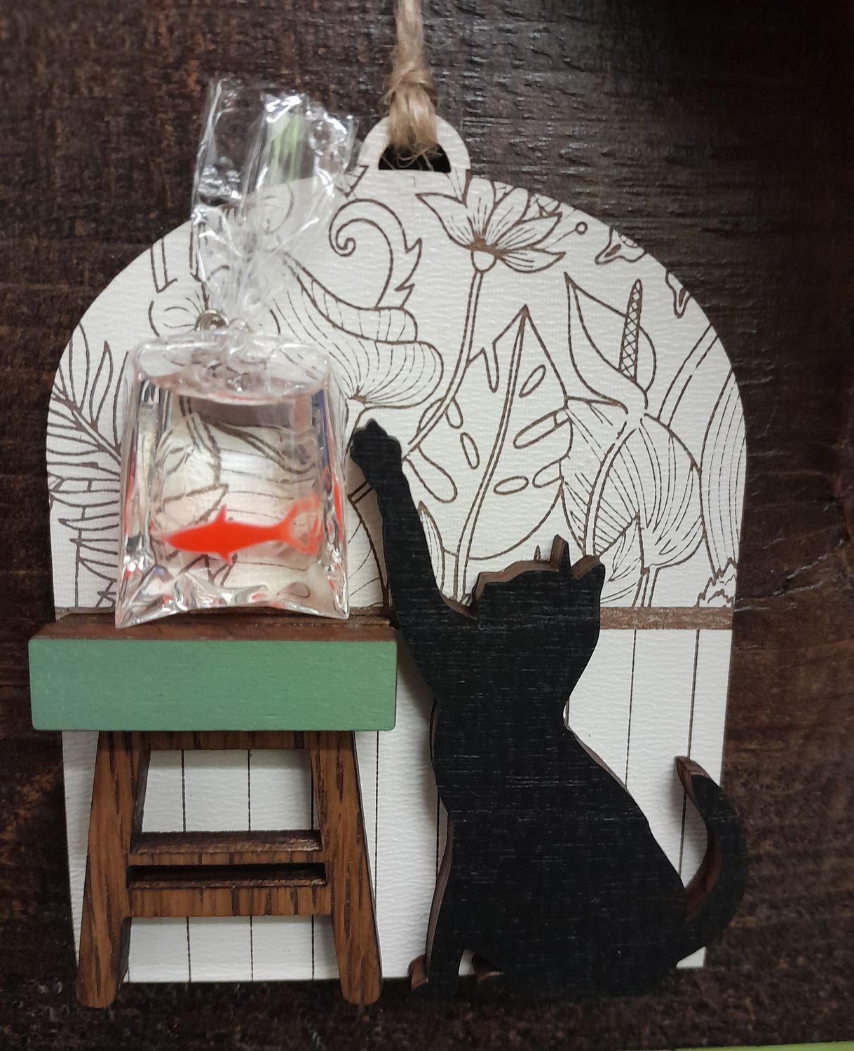 Cat and Goldfish Ornament