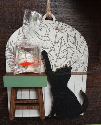 Cat and Goldfish Ornament