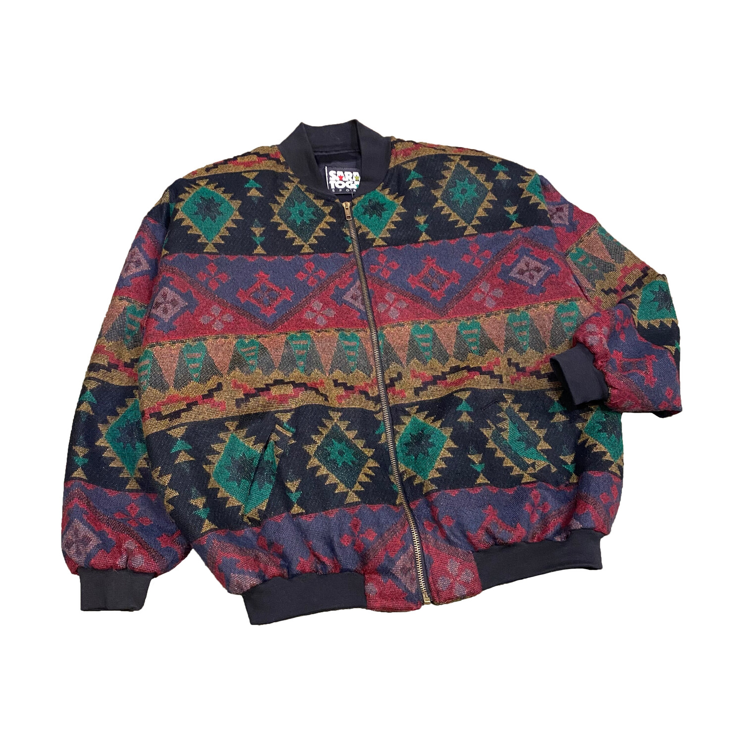 80s Southwestern Patterned Bomber Jacket