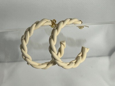 Braided Ivory Hoop MD 1 1/2 inch