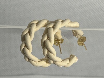 Braided Ivory Hoop SM 1 1/4 inch