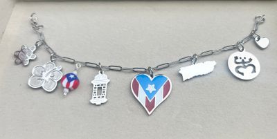 Puerto Rico Charm Bracelets Stainless Steel Silver