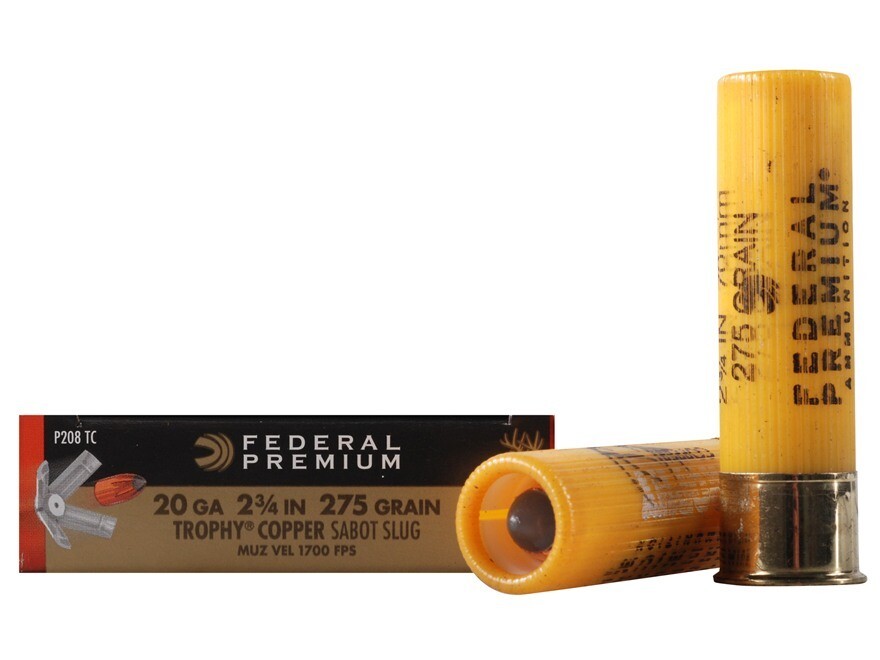 Federal Premium Vital-Shok 20 Gauge Trophy Copper Sabot Slugs  275 Grain 2-3/4" (5 Rounds)