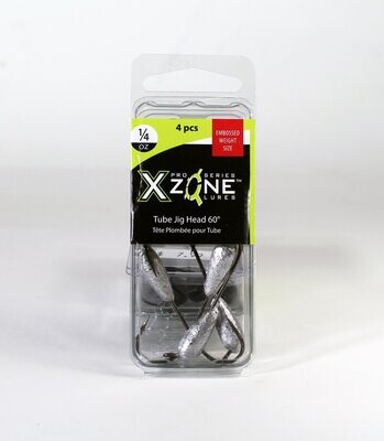 X Zone Lures Pro Series 1/4 oz Tube Jig Head 60 Degree (4-Pack)