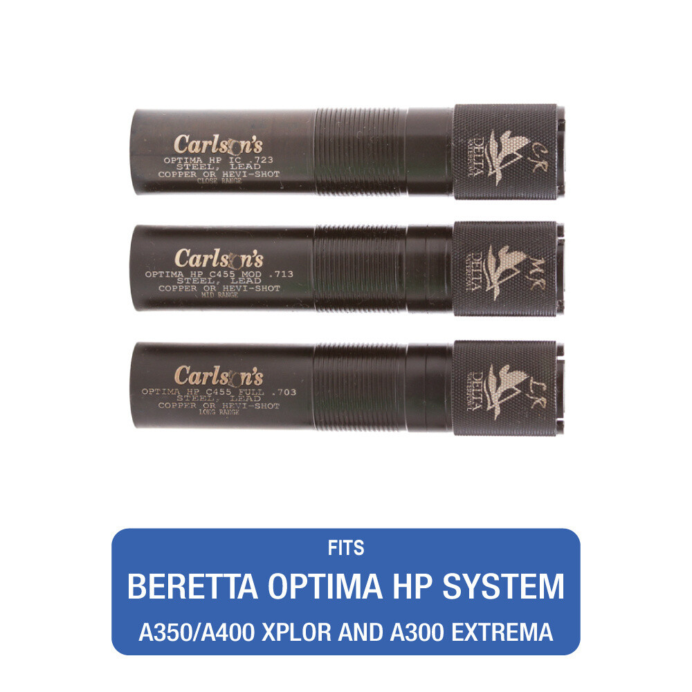 Carlson's Delta Waterfowl Complete Choke Tube Set for steel shot Close/Mid/Long-Range Beretta HP Choke System A400 Xplor SV10 Perennia 12 Gauge Carlson's Delta Waterfowl Complete Choke Tube Set for steel shot Close/Mid/Long-Range Beretta HP Choke System A400 Xplor SV10 Perennia 12 Gauge