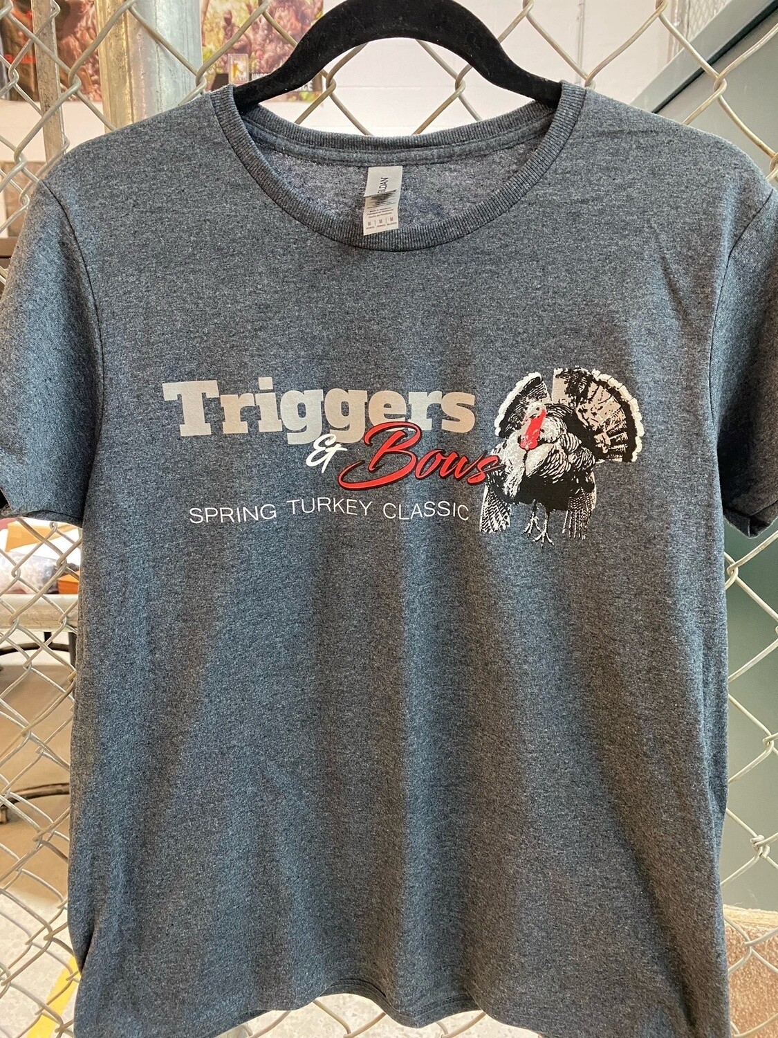 Triggers and Bows Spring Turkey Classic Ladies T-Shirt, Color: Dark Heather Grey, Size: S