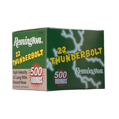 Remington 22LR Thunderbolt High Velocity 40 Grain Round Nose 500 Cartridges Loose