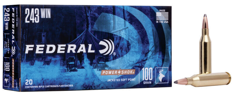 Federal Power-Shok  243 Win Soft Point 100 Grain  (20 Rounds)
