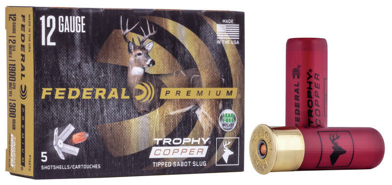 Federal Premium Vital-Shok  12 Gauge 2 3/4&quot; 300 GrainTrophy Copper Sabot Slugs (5 Rounds)