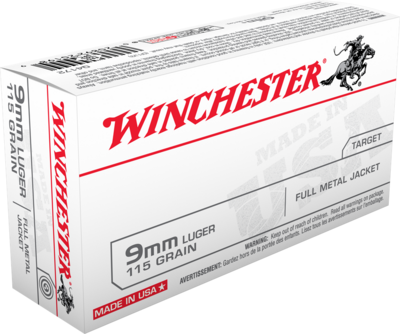 Winchester 9mm 115 Grain Full Metal Jacket (50 Rounds)