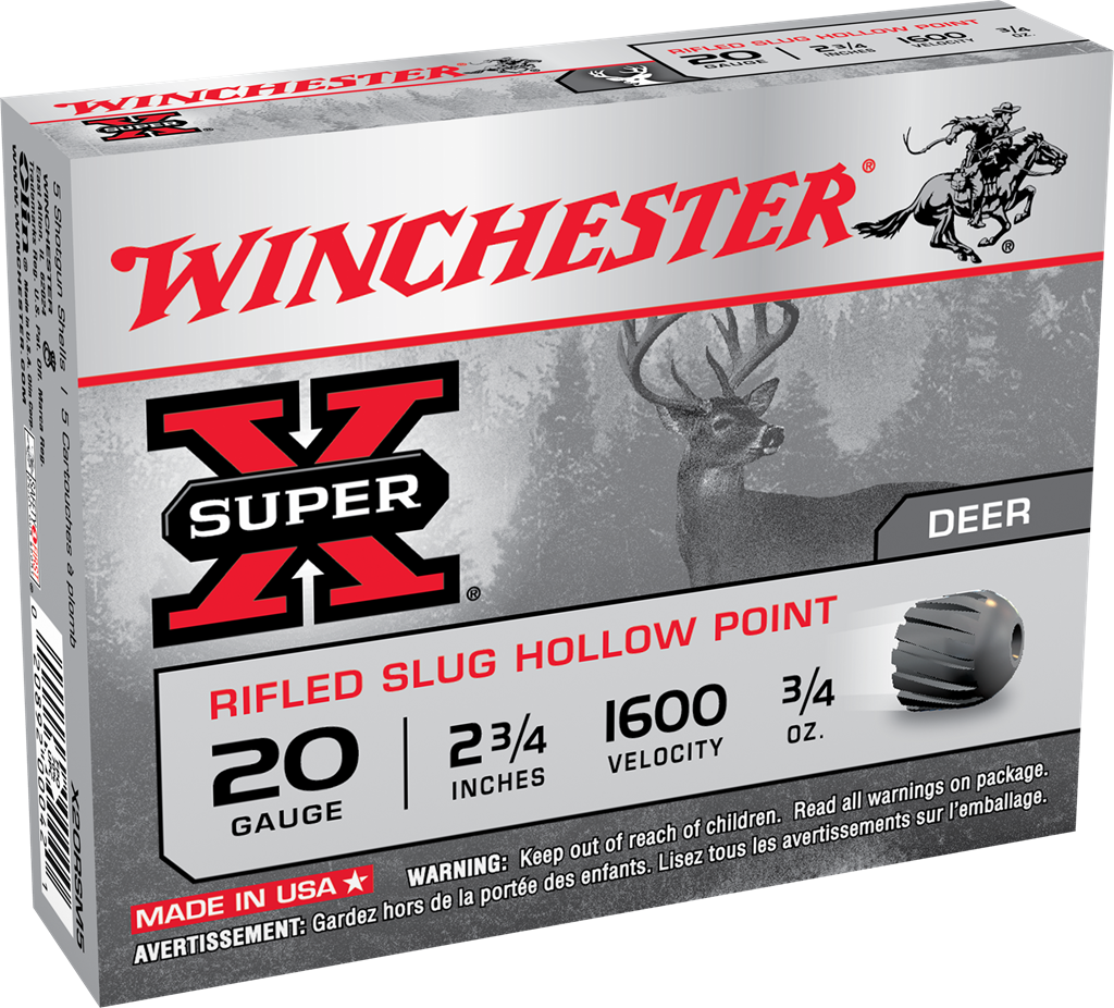Winchester Super-X Rifled Slugs 20 Gauge 2 3/4&quot; 3/4oz (5 Rounds)