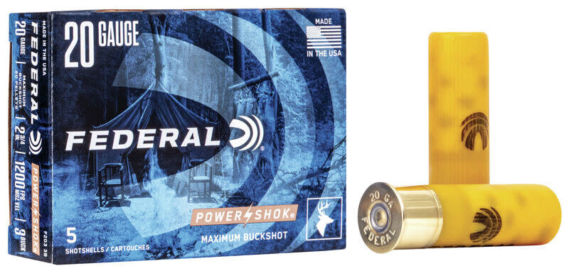Federal Power-Shok Buckshot Maximum 20 Gauge 2 3/4&quot; Shot #3 Buck  (5 Rounds)
