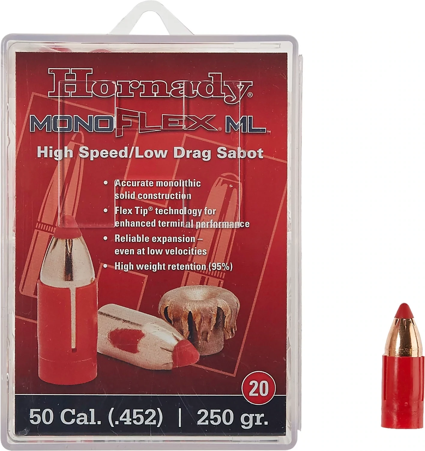 Hornady Mono Flex ML High Speed Low Drag 50 Cal 250 Grain Sabot (20 Count)