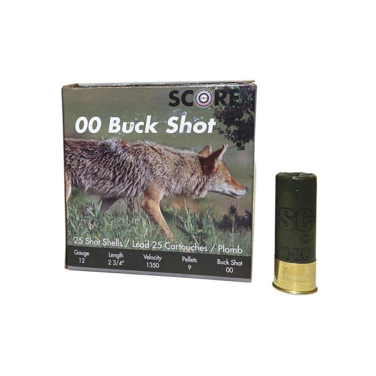 Score 12 Gauge 2 3/4" 9 Pellet 00 Buck Shot (25 Rounds)