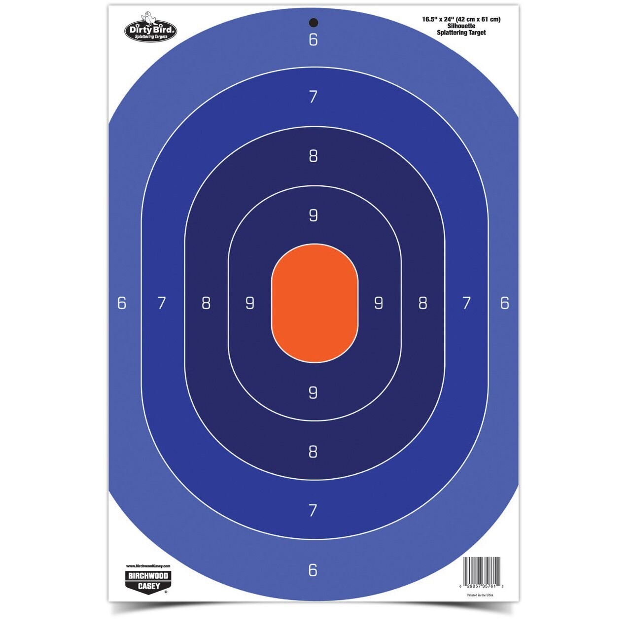 Birchwood Casey Dirty Bird Splatting Target 16.5" x 24" Silhouette Blue/Orange