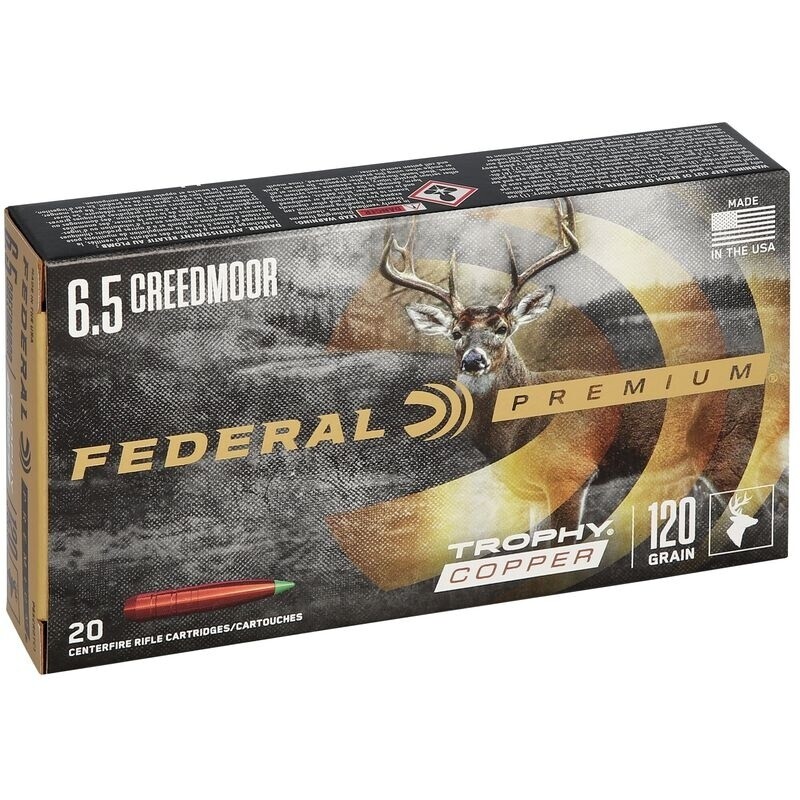 Federal Premium 6.5 Creedmoor 120 Grain Trophy Copper (20 Rounds)