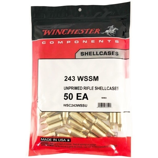 Winchester Unprimed Brass 243 WSSM 50 Count