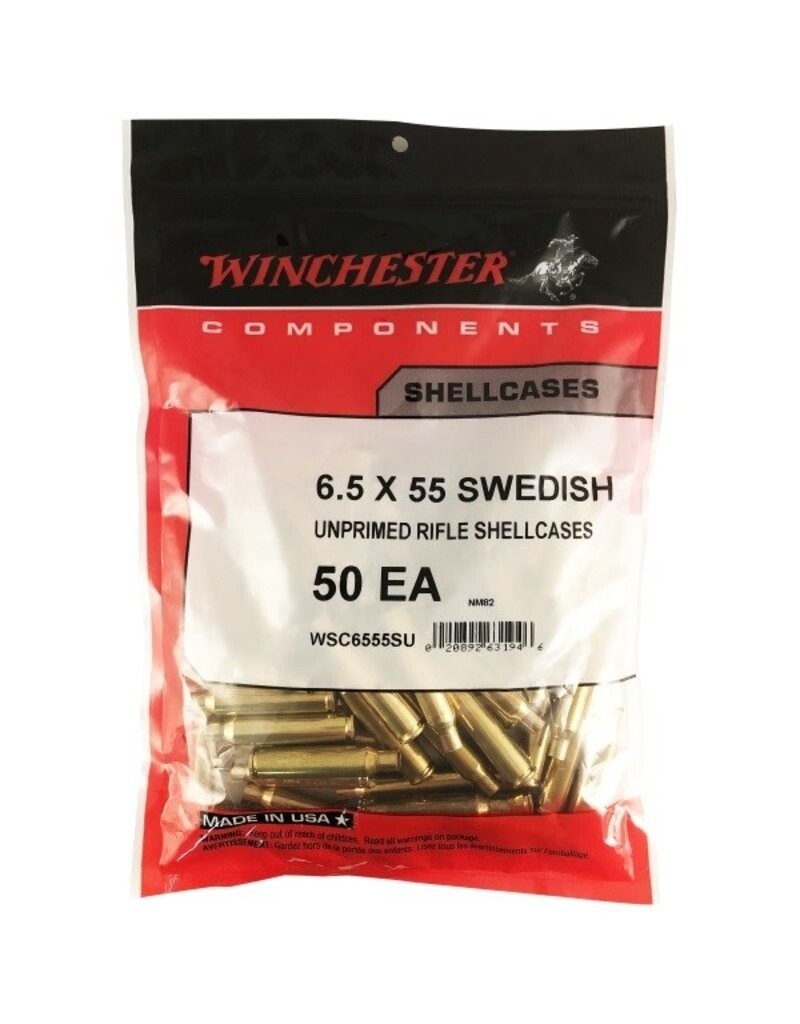Winchester Unprimed Brass 6.5x55 Swedish 50 Count