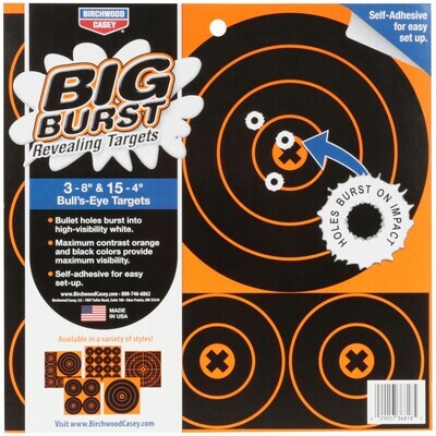 Birchwood Casey Big Burst Adhesive Bullseye Targets 3 12"