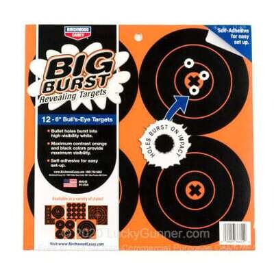 Birchwood Casey Big Burst Revealing Adhesive Targets 12 6" Bullseye Targets