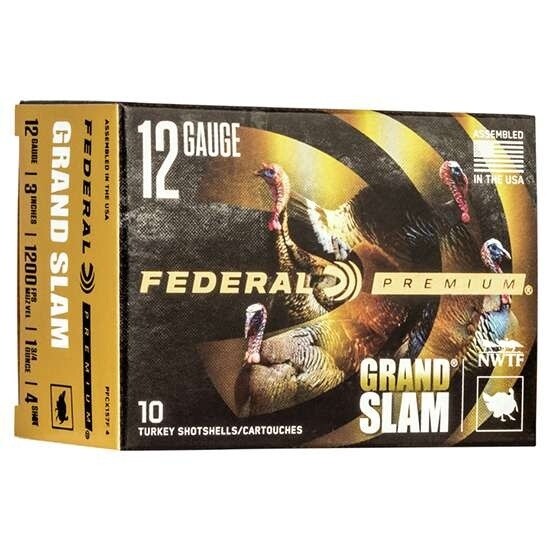 Federal Premium Grand Slam 12 Gauge 3&quot; 1 3/4 oz #4 Shot (10 Rounds)