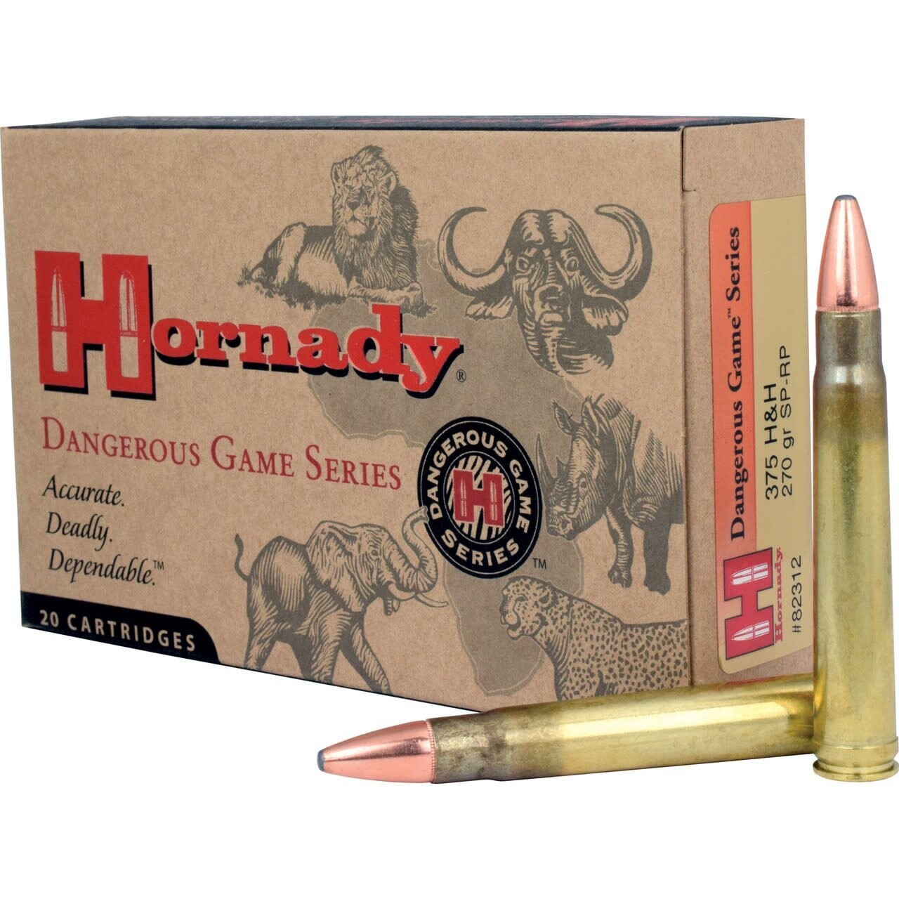 Hornady Dangerous Game 375 Ruger 270 Grain SP-RP (20 Cartridges)