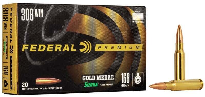 Federal Premium 308 Win Gold Metal 168 Grain Sierra Matchking (20 Rounds)