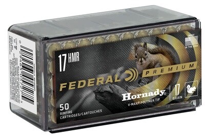 Federal Premium 17 HMR Hornady 17Gr. V-Plex Polymer Tip (50 Rounds)