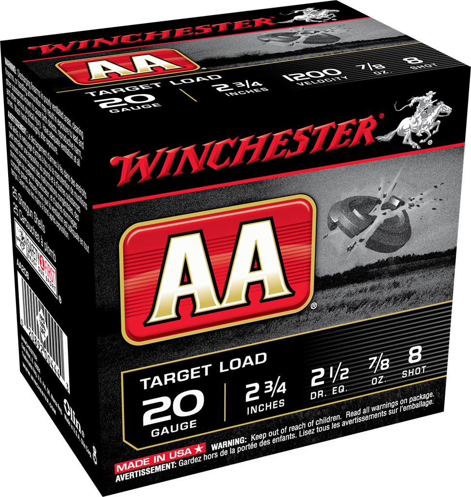 Winchester AA 20 Gauge 2 3/4&quot; 7/8oz #8 (250 Rounds)