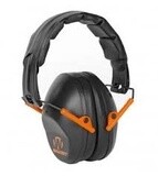 Walker's Pro Low Profile Passive Folding Muffs Black w/ Orange Logo